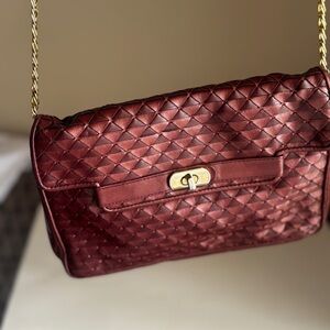 Ganson Burgandy Leather Woven Purse